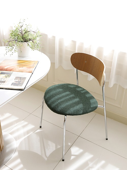 캐빈 부클레 패브릭 원목 식탁 의자 카페 인테리어 디자인 실버스틸 체어 SL177